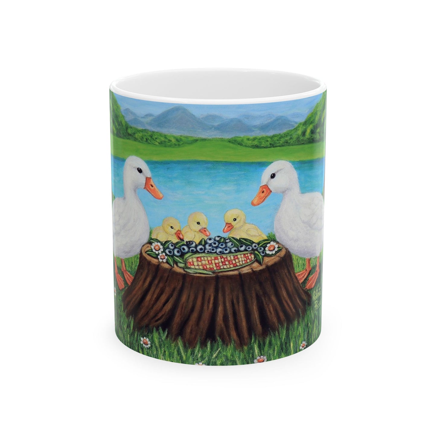 Sunlit Supper – 11 oz Ceramic Mug, Original Art by Roberta Pacino