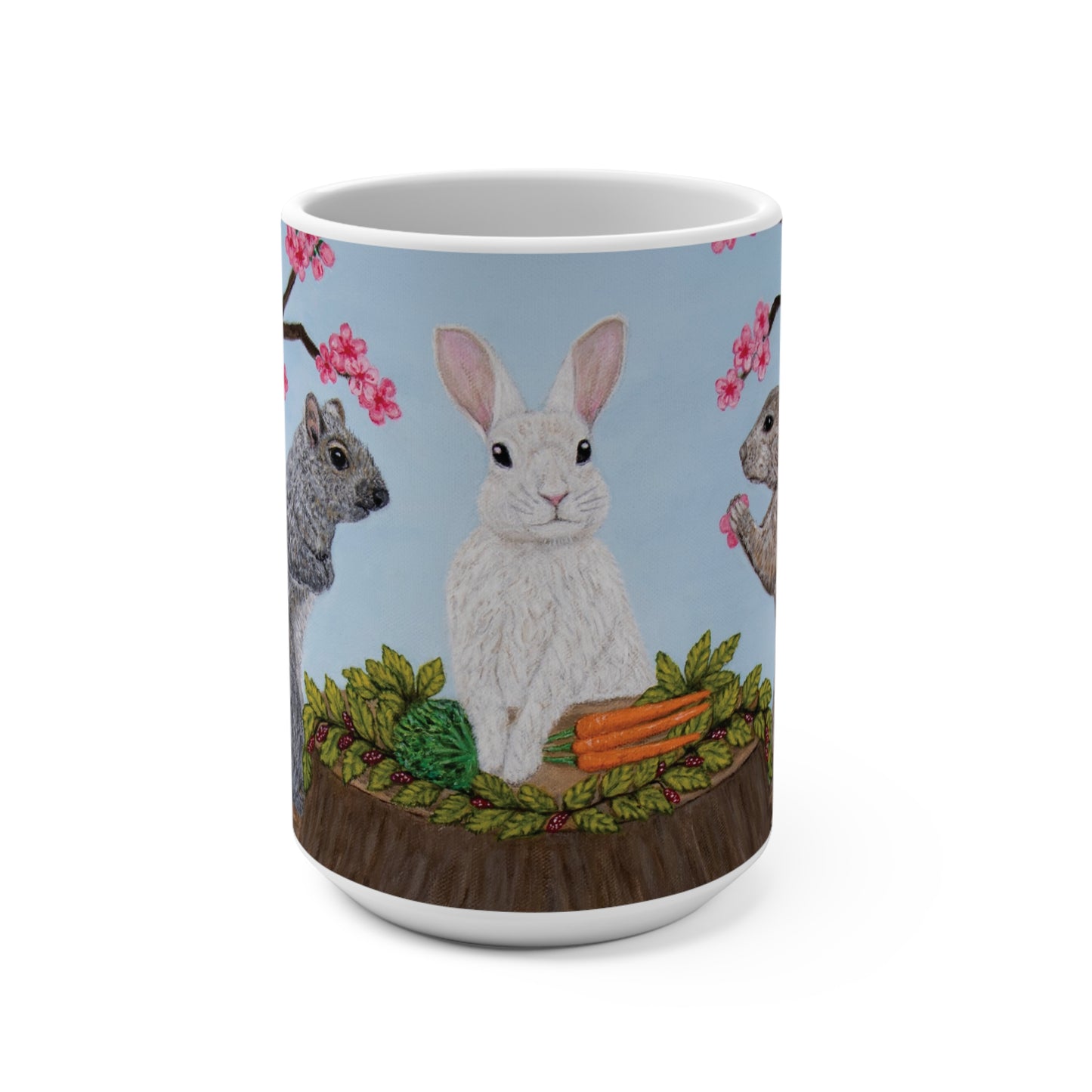 Garden Gathering 15 oz animal art mug featuring original painting by Roberta Pacino