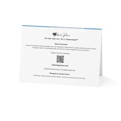 Banquet at Jenny’s Farm – 7x5 Greeting Card, Single or 10-Pack, Original Art by Roberta Pacino