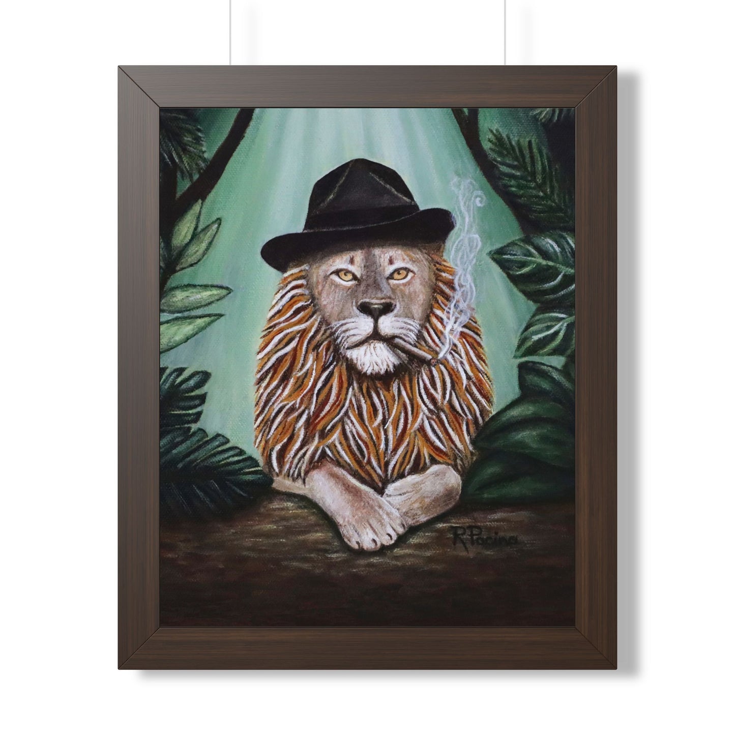 Lion Mobster Noir Framed Print – Smalls Leone by Roberta Pacino