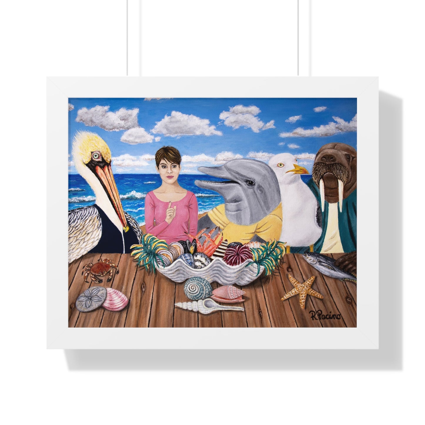 Ocean Wildlife Framed Print – Seaside Snacks by Roberta Pacino