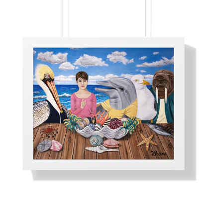 Ocean Wildlife Framed Print – Seaside Snacks by Roberta Pacino