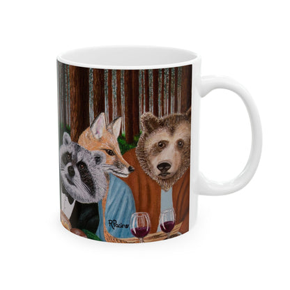 Woodland Animal Coffee Mug – 11oz Forest Feast Deer, Bear & Fox Art