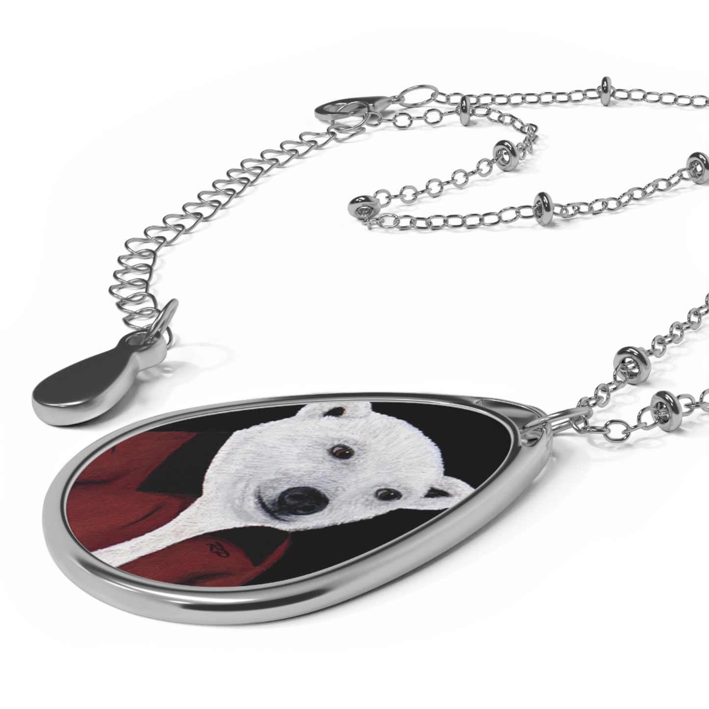 Arctic Appetite Polar Bear Necklace – Silver-Tone Pendant with Art by Roberta Pacino