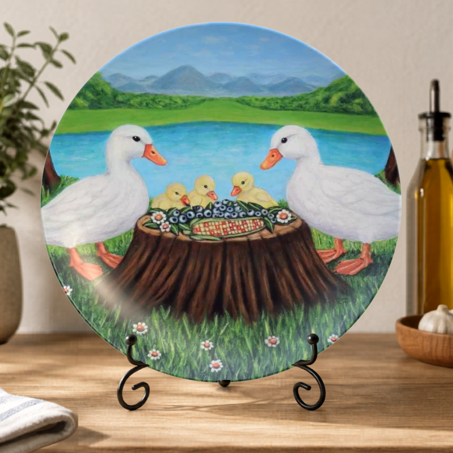 Sunlit Supper – Dinner Plate, Original Art by Roberta Pacino