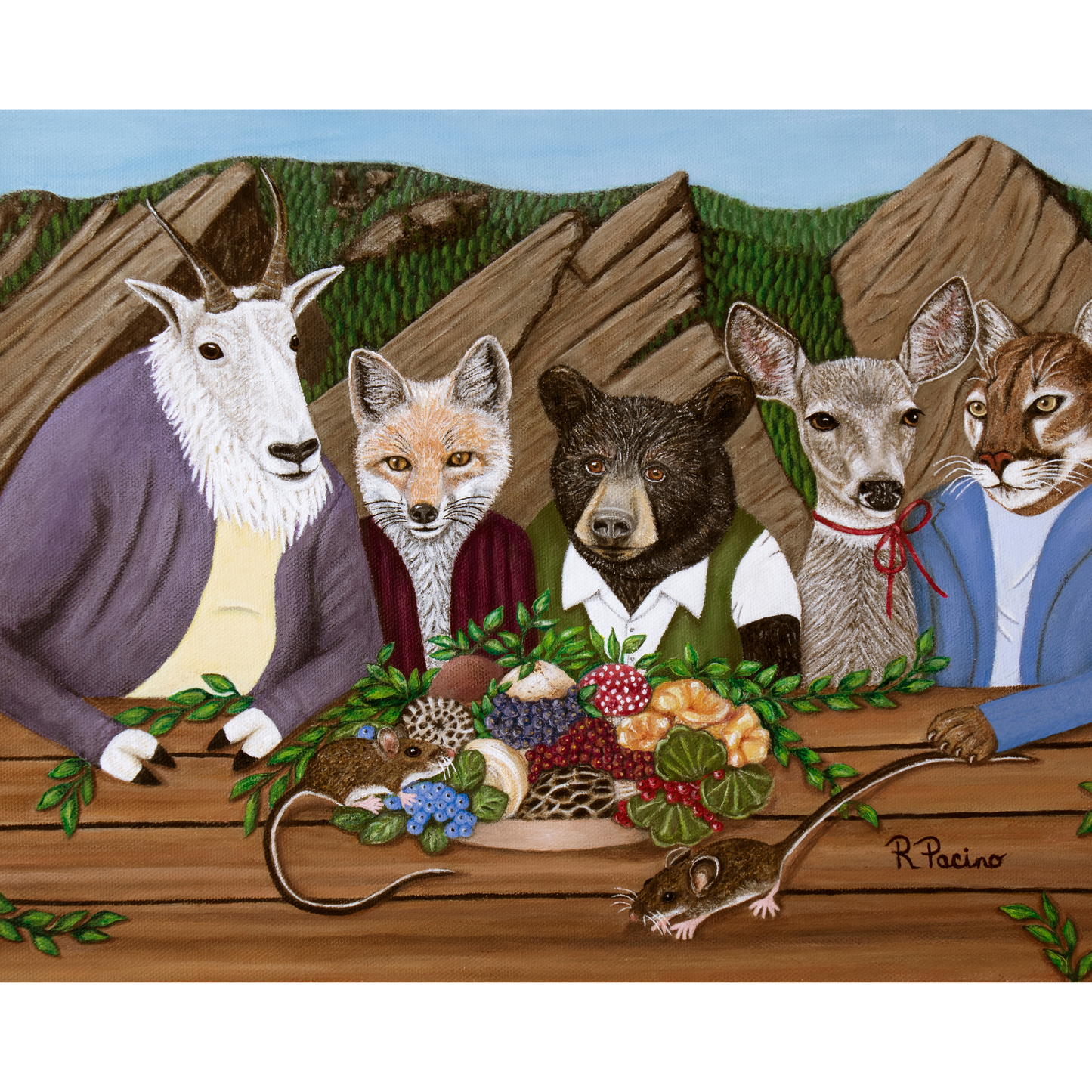 Mountain Meal – Whimsical Wildlife Dining, Print