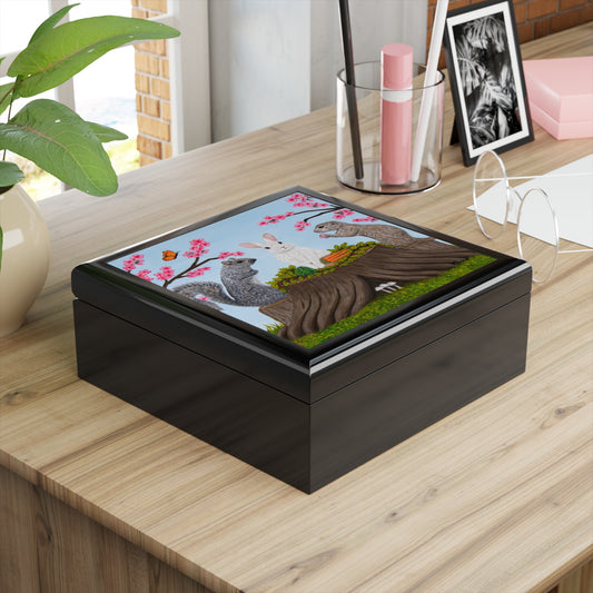 Garden Gathering Jewelry Box – Woodland Animal Art by Roberta Pacino