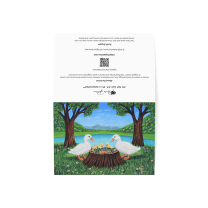 Sunlit Supper Greeting Card – Whimsical Duck Family Art Card by Roberta Pacino