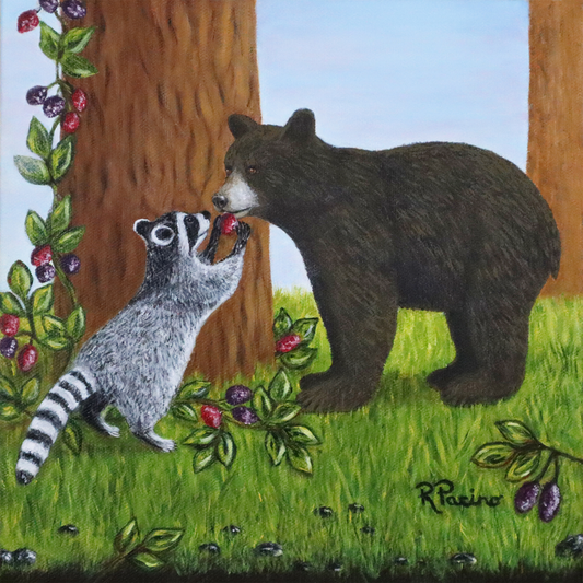 Forest Friends - Raccoon & Bear Cub, Print