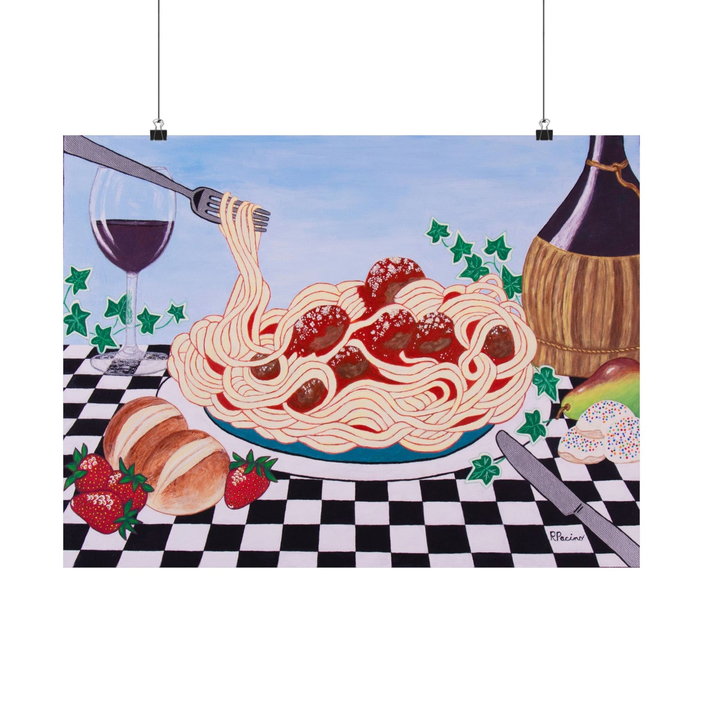 Sicilian Comfort – Italian Still Life Art, Wine & Pasta Scene, by Roberta Pacino