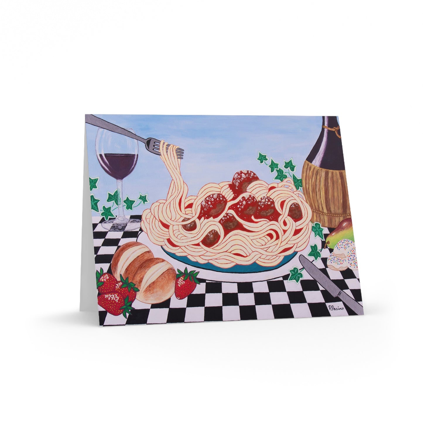 Italian Still Life Notecards – Spaghetti Dinner Art, Sicilian Comfort by Roberta Pacino