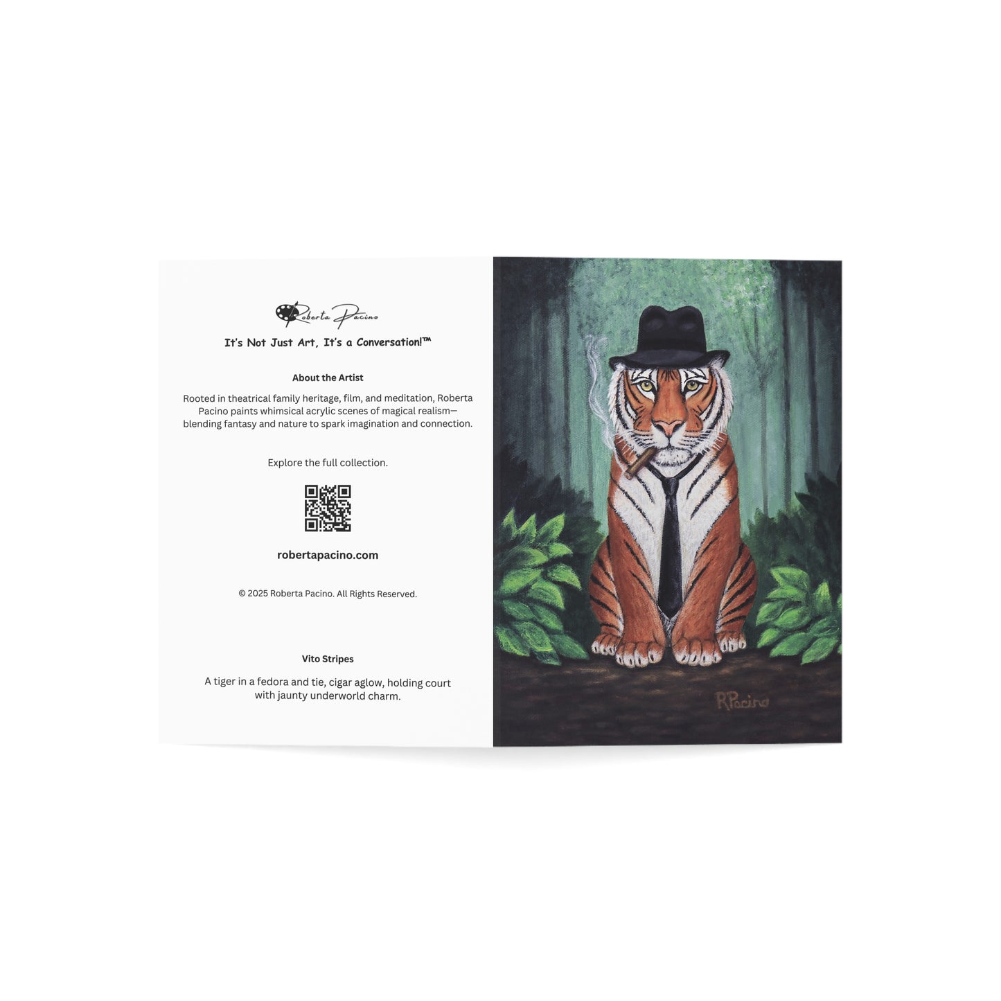 Vito Stripes – 5x7 Greeting Card, Single or 10-Pack, Original Art by Roberta Pacino