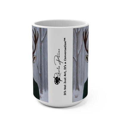 Roxy Reindeer – 15 oz Coffee Mug, Original Art, Winter Crown by Roberta Pacino