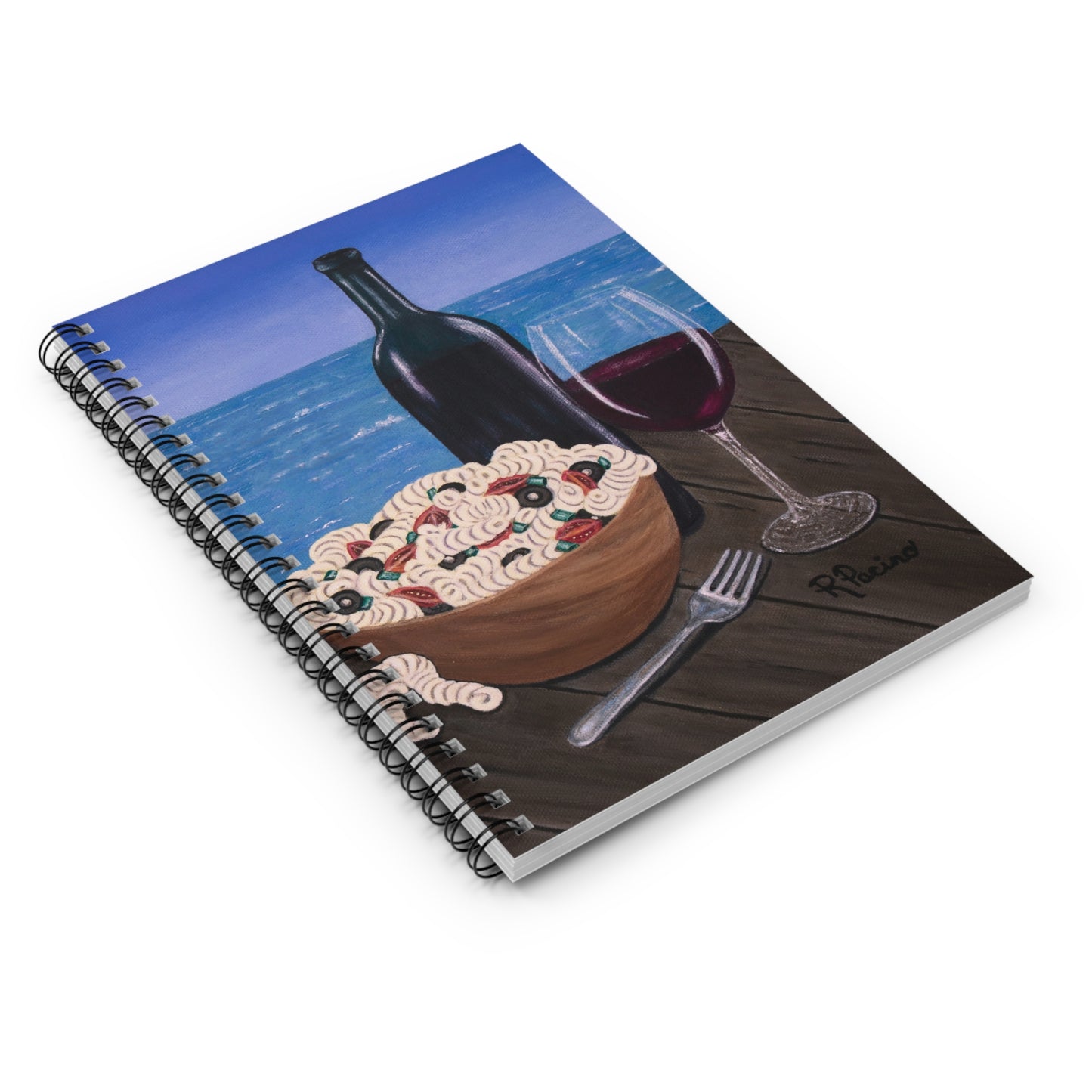 Coastal Art Spiral Notebook – Al Fresco at the Pier by Roberta Pacino