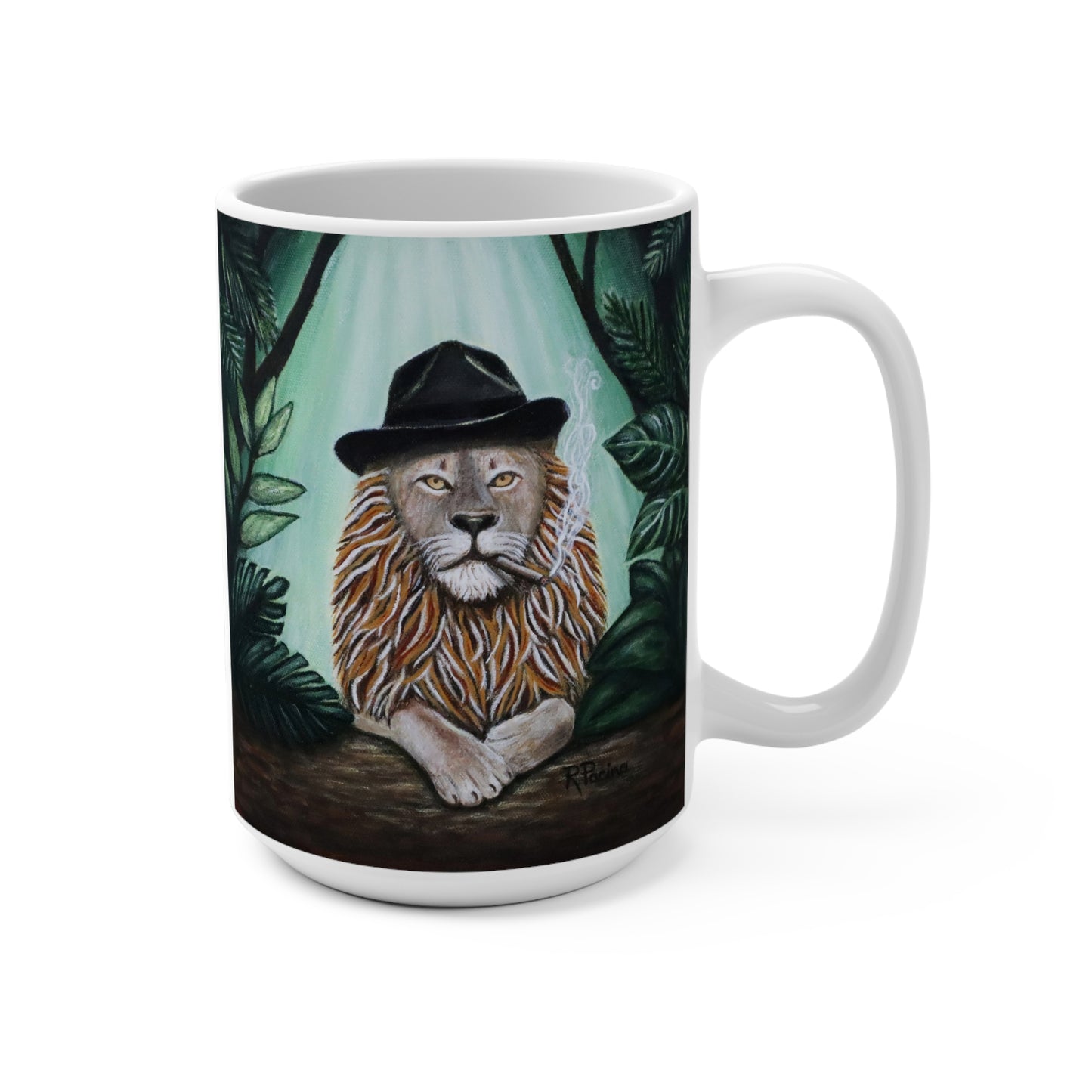 Don Leone Gangster Lion Mug – 15 oz Ceramic Coffee Mug, Original Art by Roberta Pacino