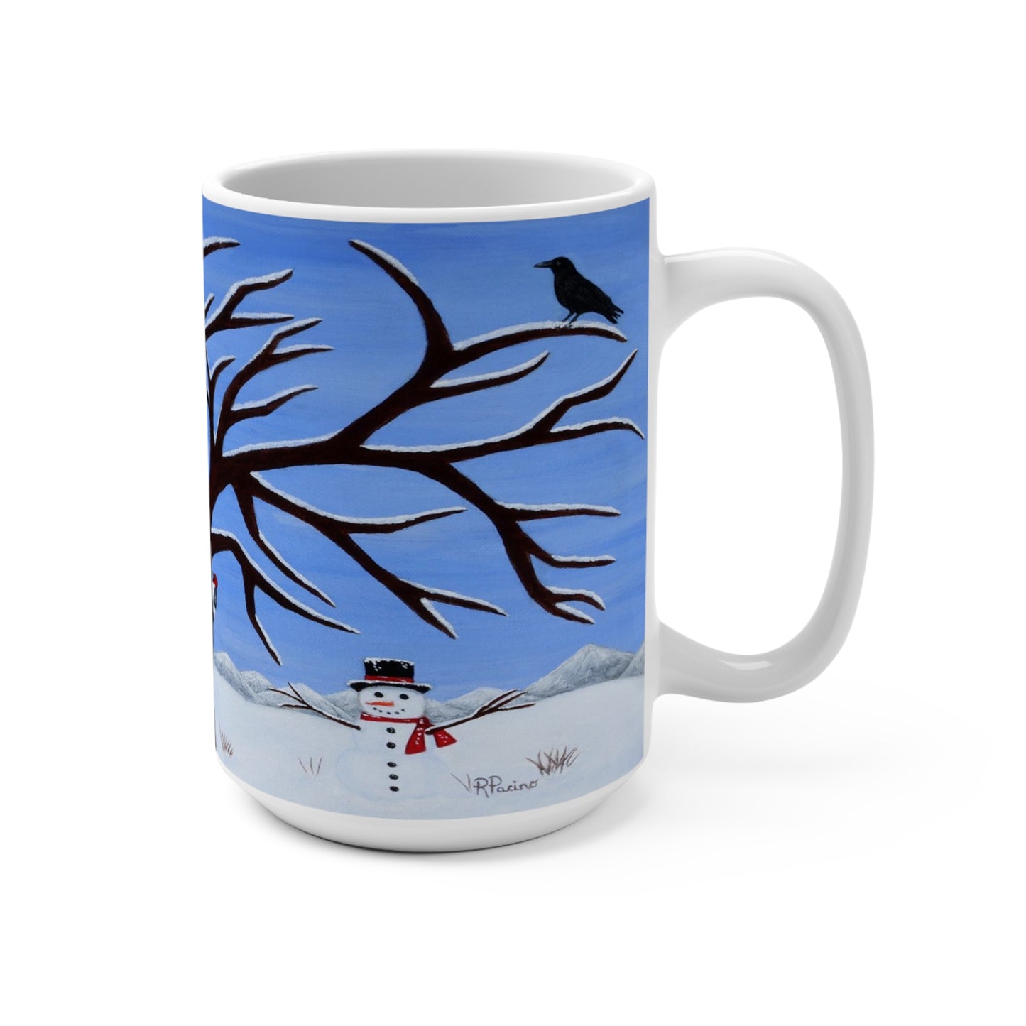 Winter Wildlife Coffee Mug – 15oz Snowy Nature Art, Pure Presence by Roberta Pacino