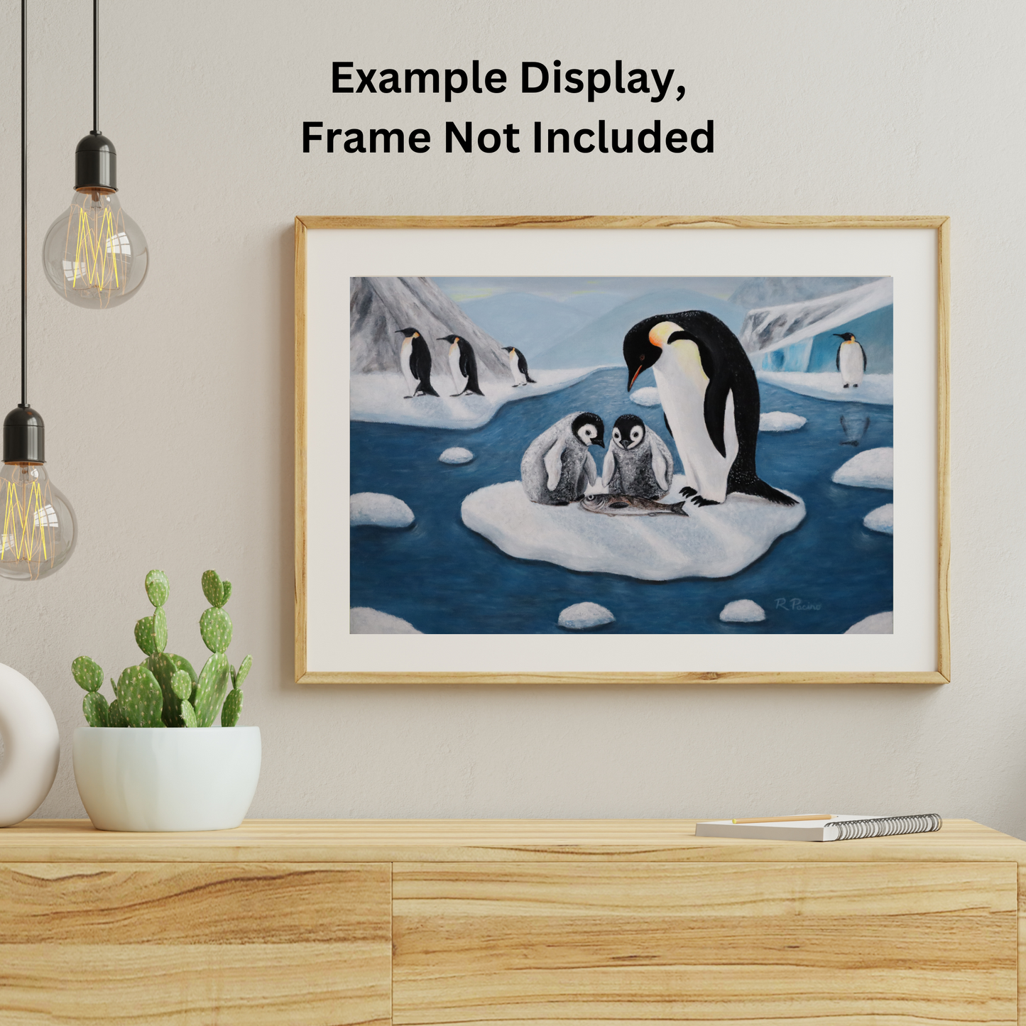 Icy Love – Whimsical Penguin Family Art, Antarctic Scene, by Roberta Pacino