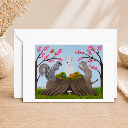 Garden Gathering fine art greeting card from an original acrylic painting by Roberta Pacino