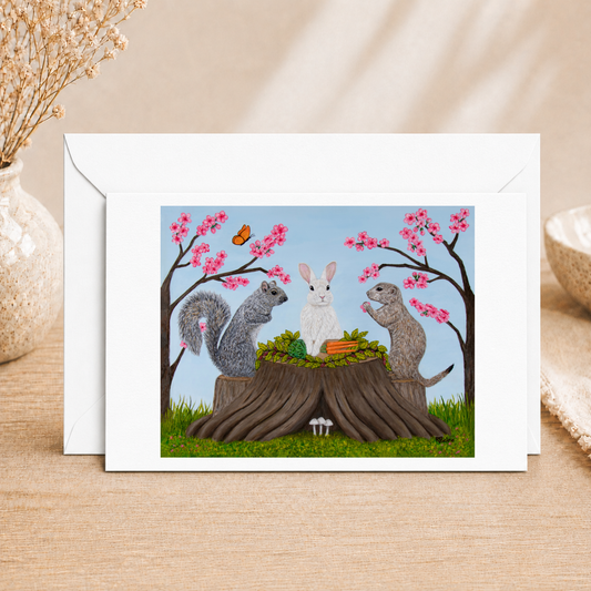 Garden Gathering fine art greeting card from an original acrylic painting by Roberta Pacino