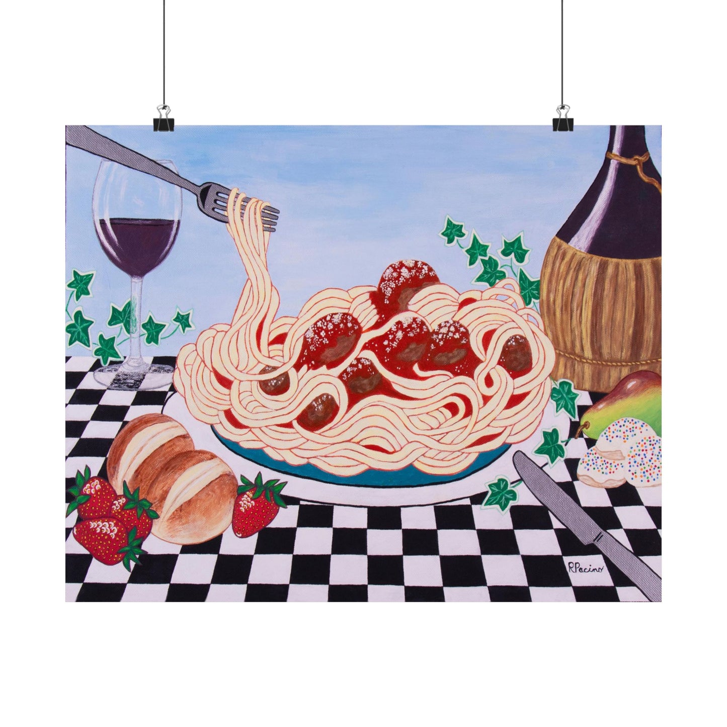 Sicilian Comfort – Italian Still Life Art, Wine & Pasta Scene, by Roberta Pacino