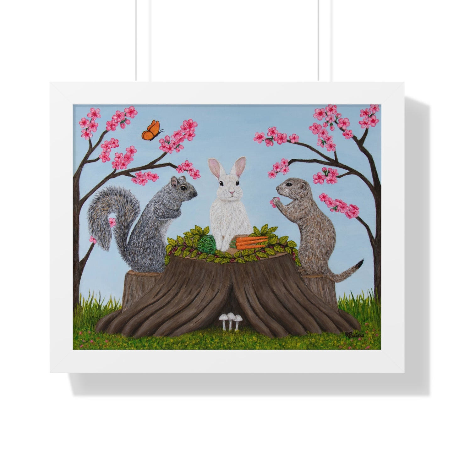 Woodland Animal Framed Print – Garden Gathering by Roberta Pacino