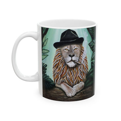 Don Leone Gangster Lion Mug – 11 oz Ceramic Coffee Mug, Original Art by Roberta Pacino