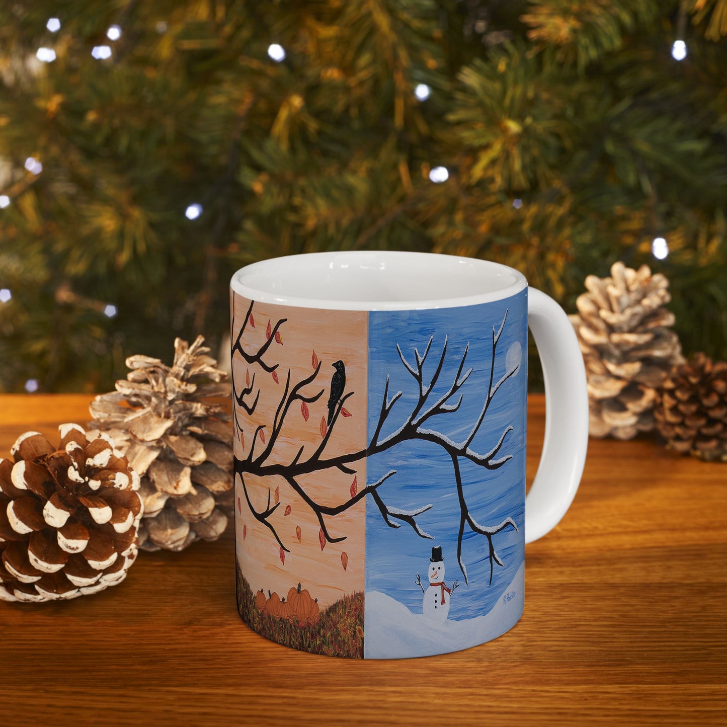 Four Seasons Tree of Life Coffee Mug – 11oz Fantasy Nature Art Cup by Roberta Pacino