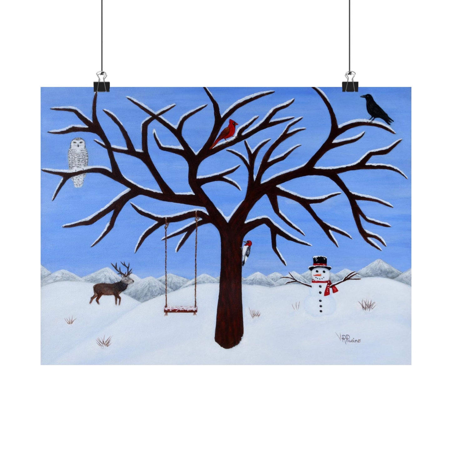 Pure Presence – Whimsical Winter Wildlife Art by Roberta Pacino