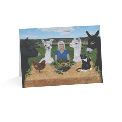 Banquet at Jenny’s Farm – 7x5 Greeting Card, Single or 10-Pack, Original Art by Roberta Pacino
