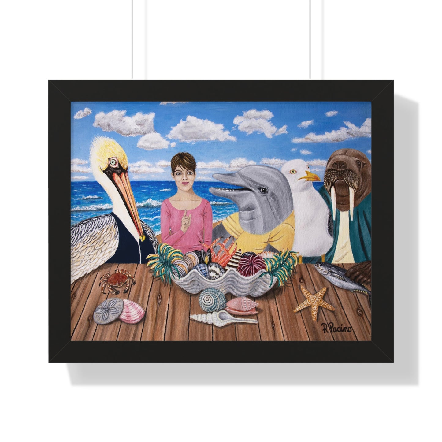 Ocean Wildlife Framed Print – Seaside Snacks by Roberta Pacino