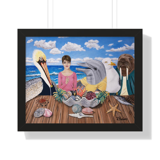 Ocean Wildlife Framed Print – Seaside Snacks by Roberta Pacino