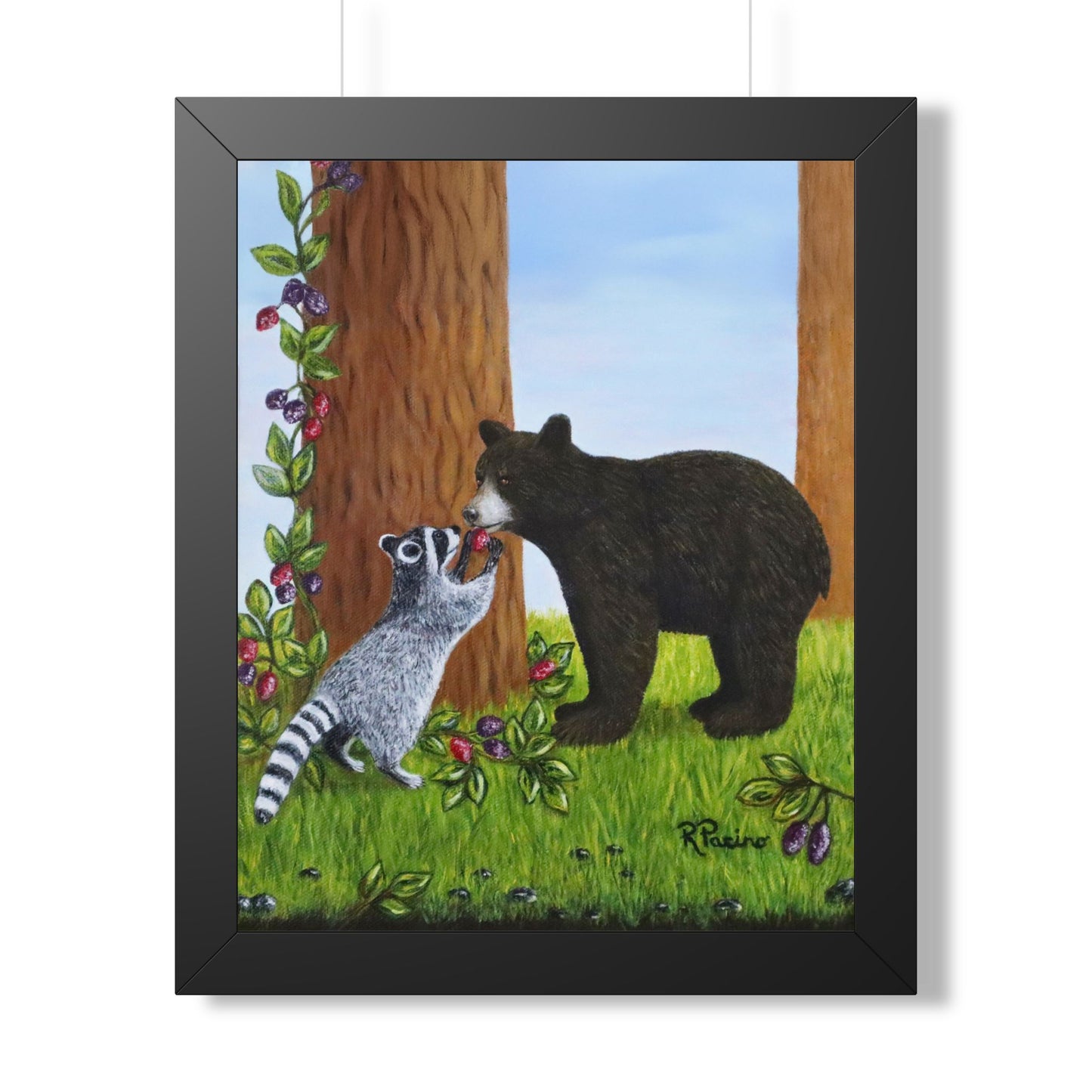 Forest Friends – 16x20 Framed Woodland Animal Art by Roberta Pacino
