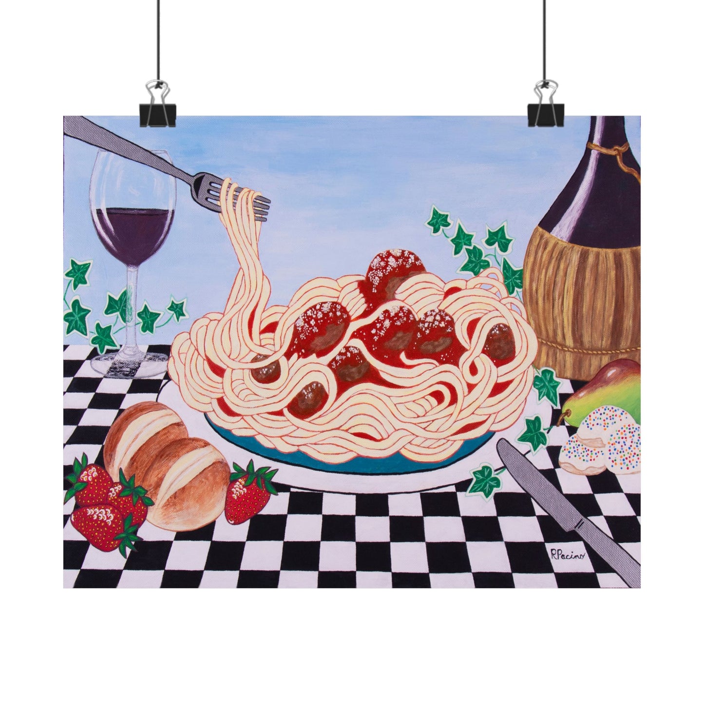 Sicilian Comfort – Italian Still Life Art, Wine & Pasta Scene, by Roberta Pacino