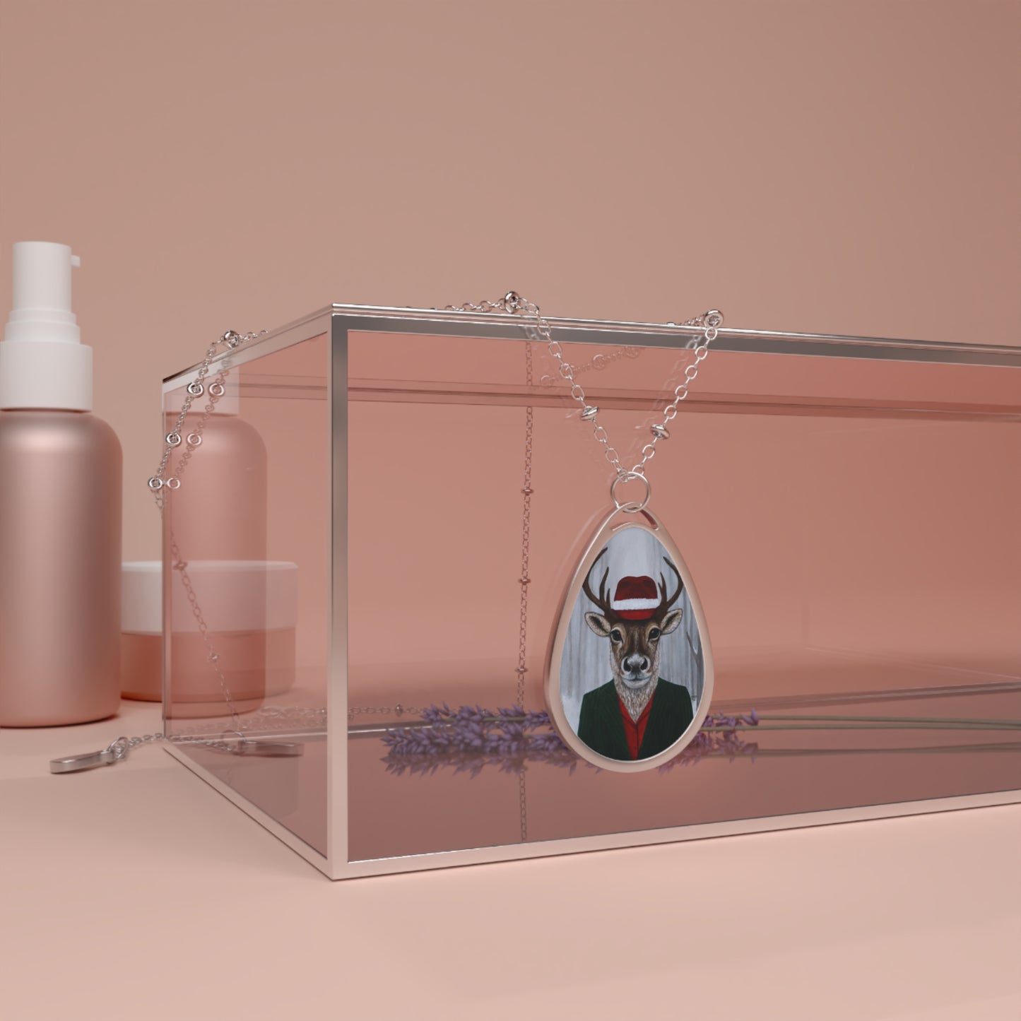 Roxy Reindeer’s Winter Crown – Pendant Necklace, Original Holiday Art by Roberta Pacino