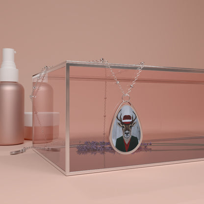 Roxy Reindeer’s Winter Crown – Pendant Necklace, Original Holiday Art by Roberta Pacino