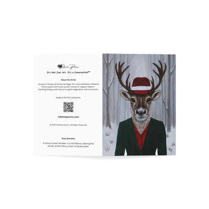 Roxy Reindeer’s Winter Crown – 5×7 Holiday Greeting Card, Blank Inside, Original Art by Roberta Pacino