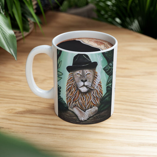 Don Leone Gangster Lion Mug – 11 oz Ceramic Coffee Mug, Original Art by Roberta Pacino