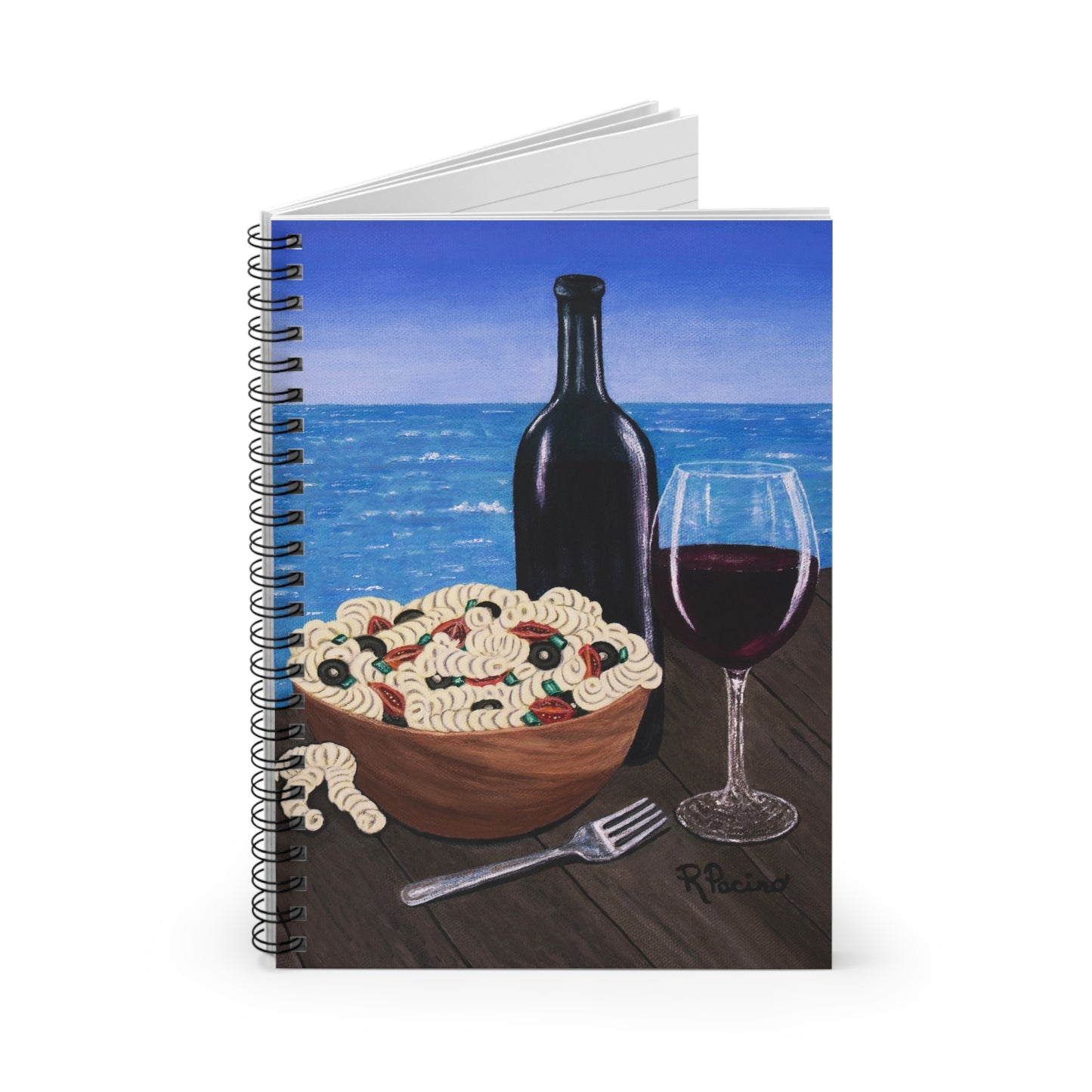 Coastal Art Spiral Notebook – Al Fresco at the Pier by Roberta Pacino
