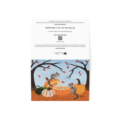 Autumn Greeting Cards – 7x5 One-Side Coated, Set of 1 or 10, Pumpkin Patch Pals by Roberta Pacino, Original Art