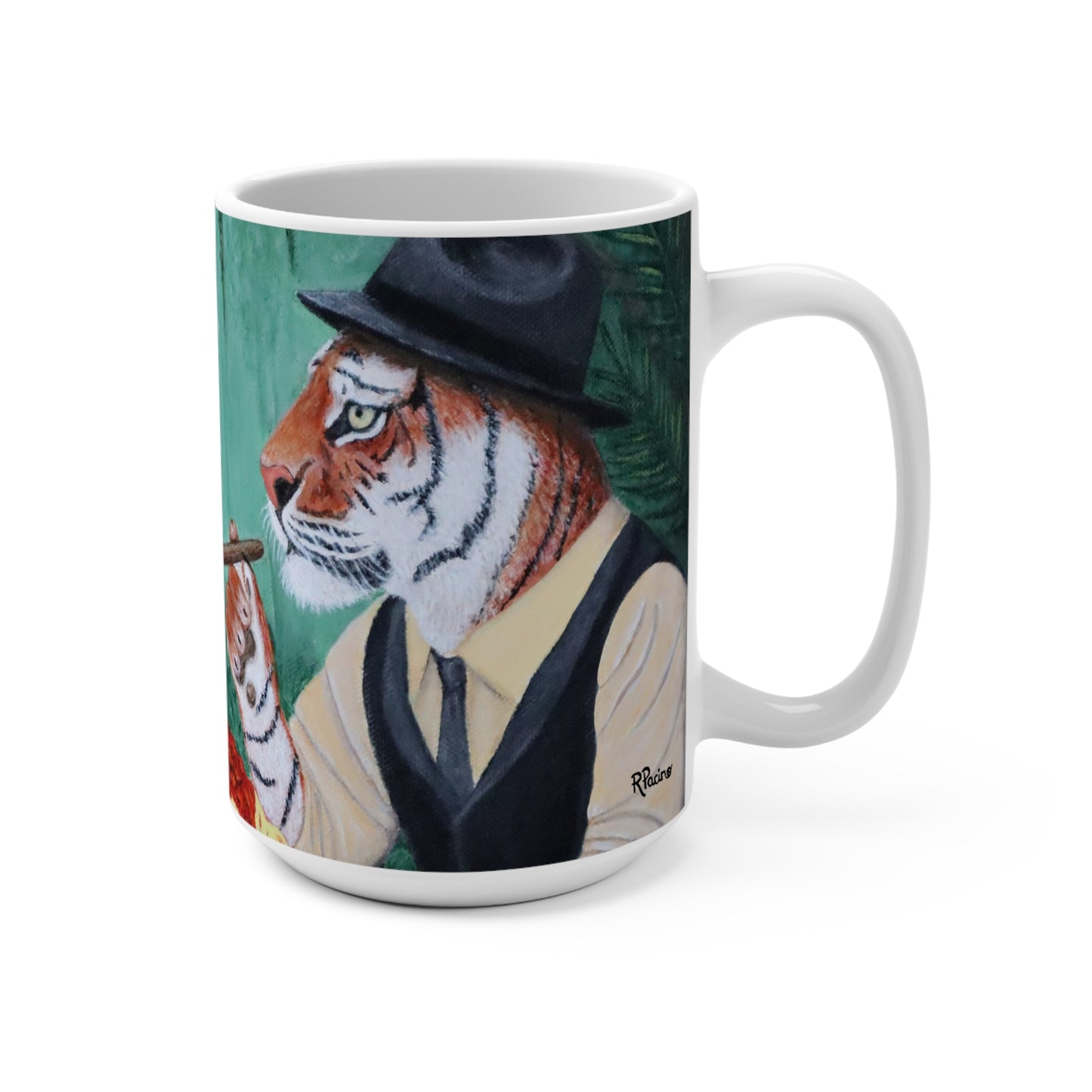 Mobster Noir Coffee Mug – 15oz Jungle Kingpin Art, The Sit-Down by Roberta Pacino