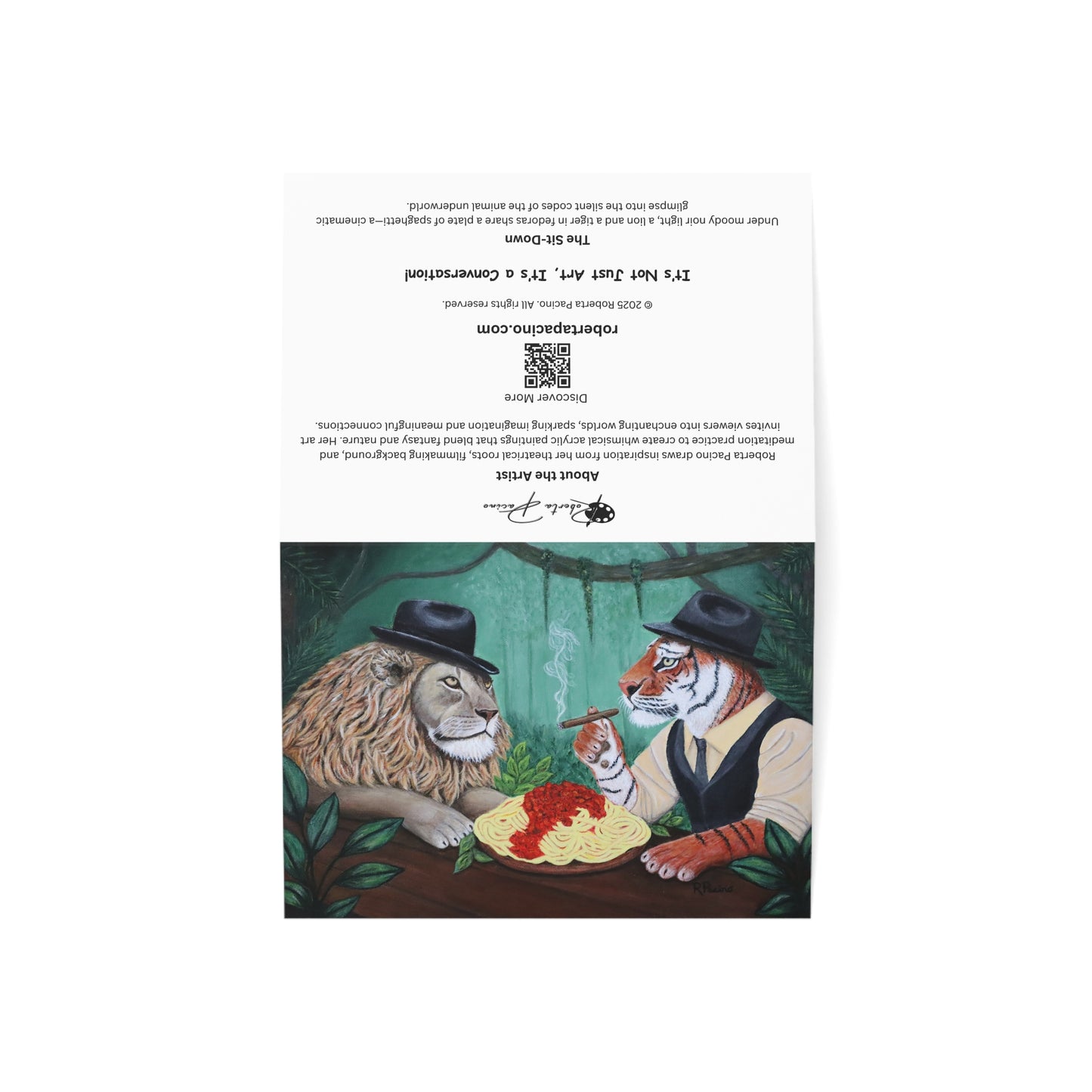 Gangster Animal Greeting Card, 7x5 with Envelope, The Sit-Down, Original Art by Roberta Pacino