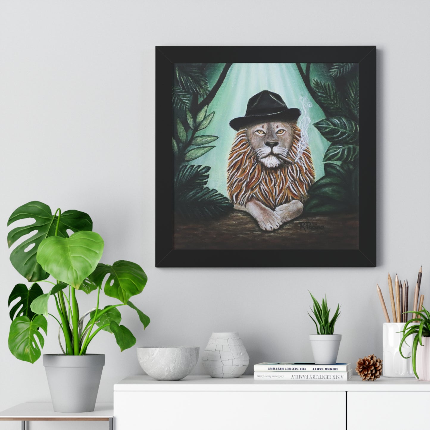 Lion Mobster Noir Framed Print – Don Leone by Roberta Pacino