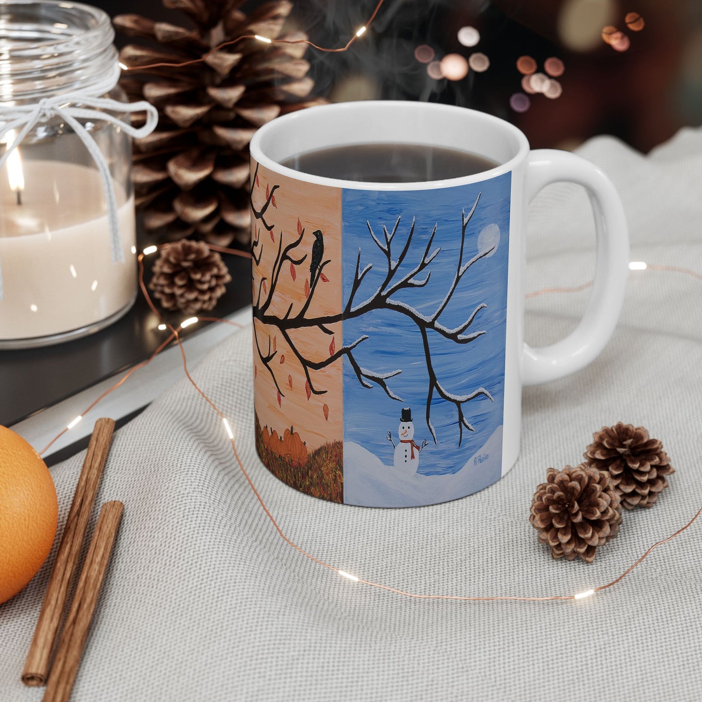 Four Seasons Tree of Life Coffee Mug – 11oz Fantasy Nature Art Cup by Roberta Pacino