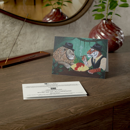 Gangster Animal Greeting Card, 7x5 with Envelope, The Sit-Down, Original Art by Roberta Pacino