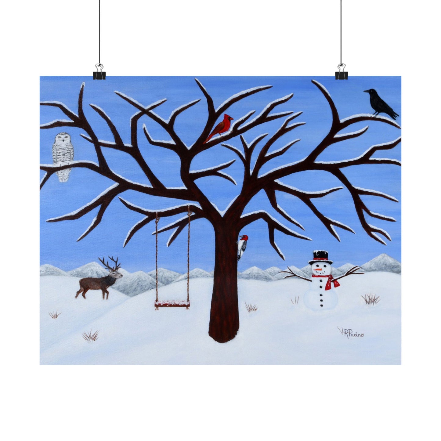 Pure Presence – Whimsical Winter Wildlife Art by Roberta Pacino