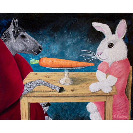 Single Carrot – Whimsical Horse & Rabbit
