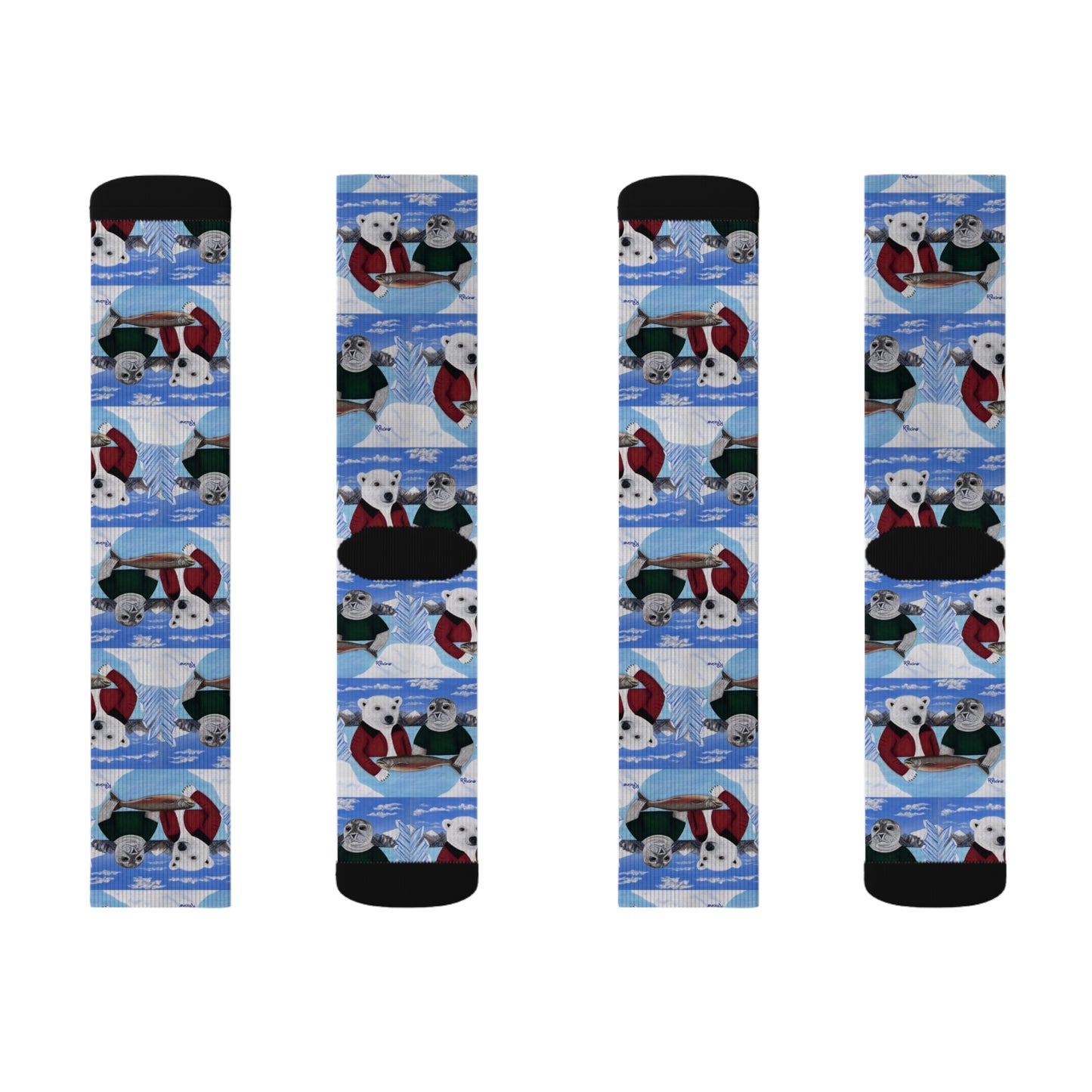 Arctic Wildlife Socks – Polar Bear & Harp Seal Art by Roberta Pacino