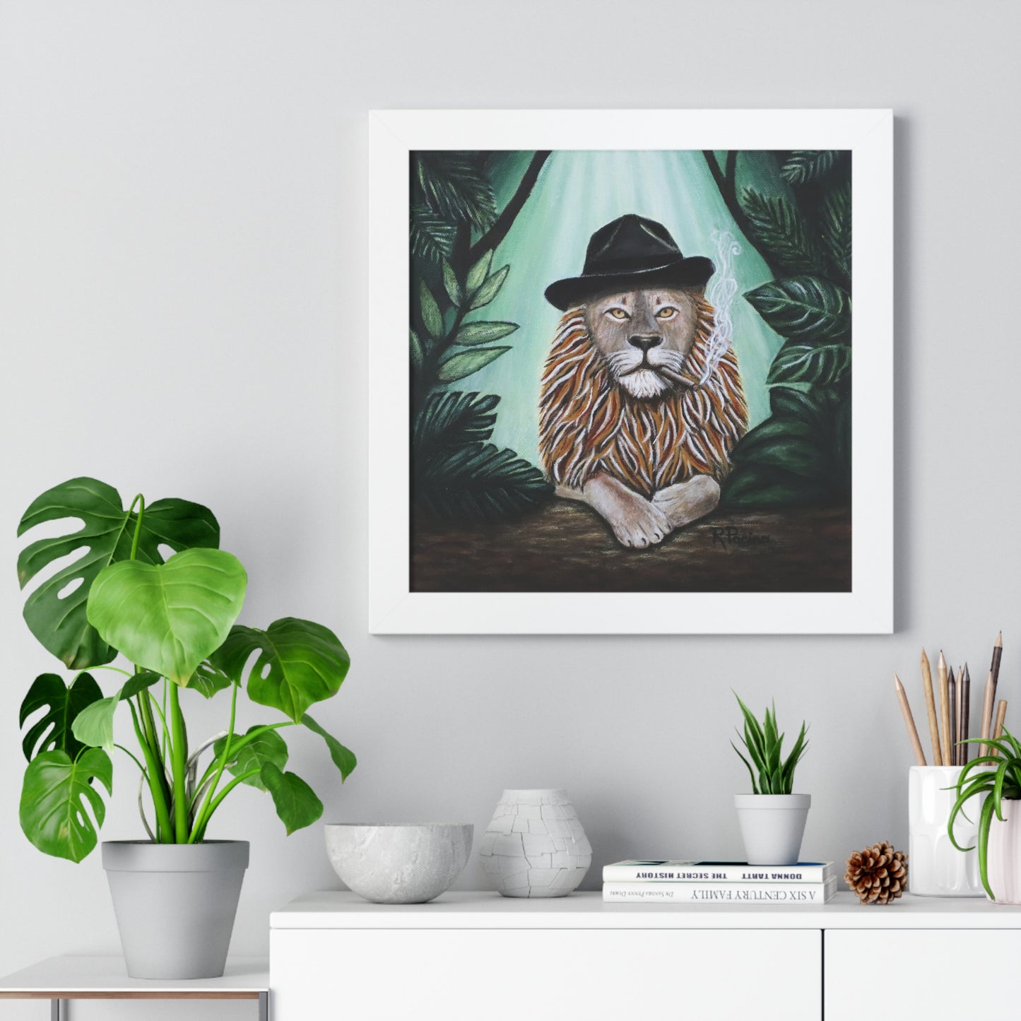 Lion Mobster Noir Framed Print – Don Leone by Roberta Pacino