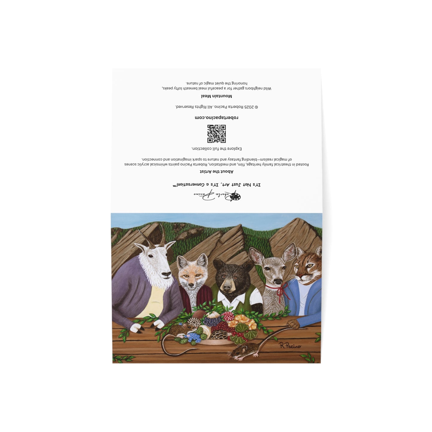Mountain Meal – 7x5 Greeting Card, Single or 10-Pack, Original Art by Roberta Pacino