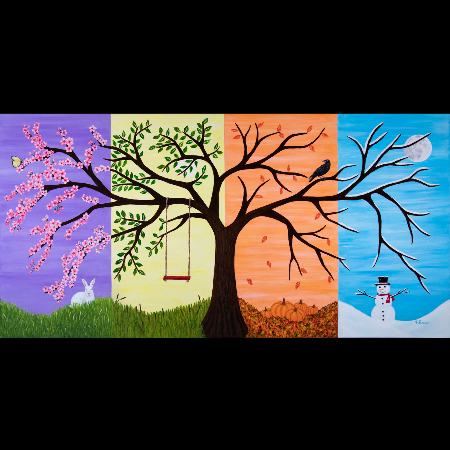 Tree of Life – Four Seasons Fantasy Landscape Art Print by Roberta Pacino